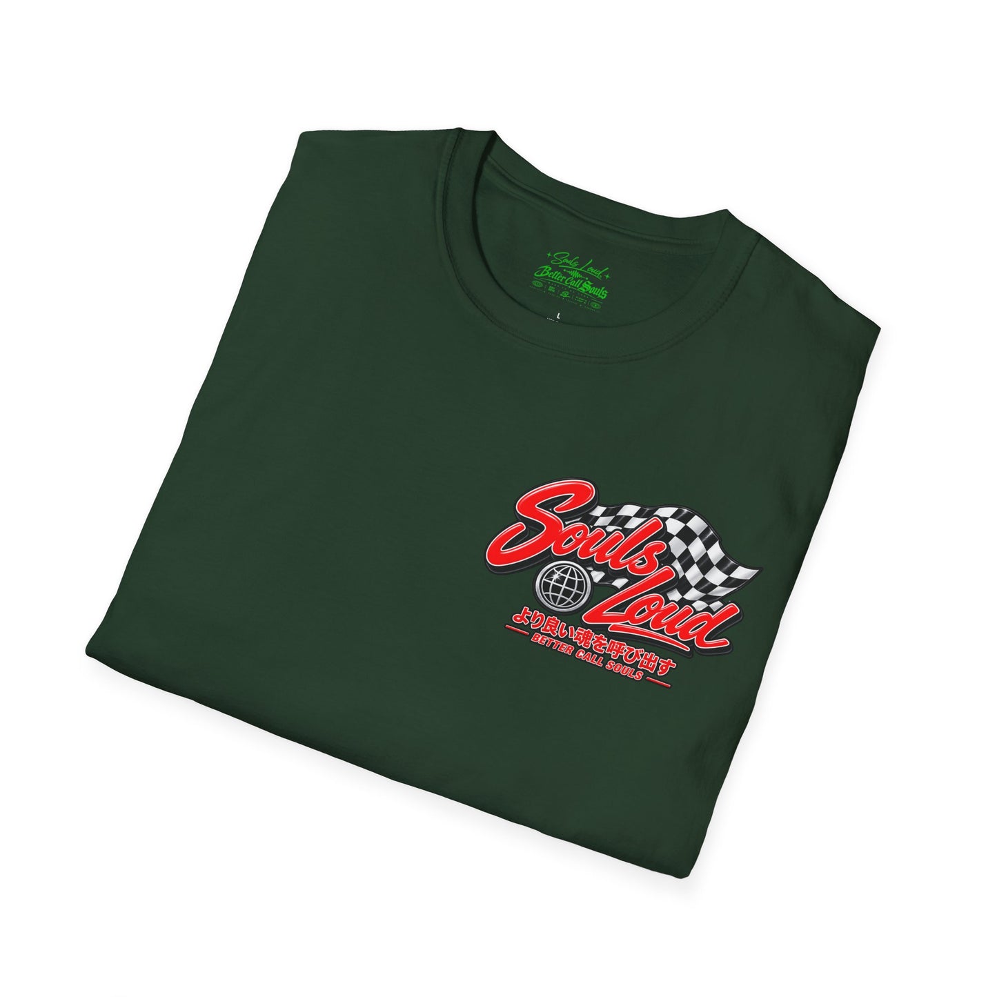 Souls Loud Racing  Retro Checkered Flag T-Shirt