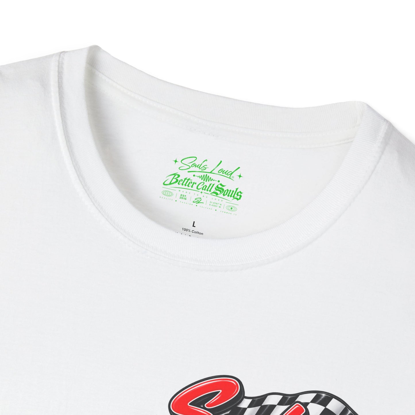 Souls Loud Racing  Retro Checkered Flag T-Shirt