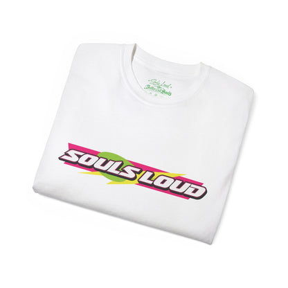 Souls Loud Graphic Tee — Retro Neon Racing Logo T-Shirt