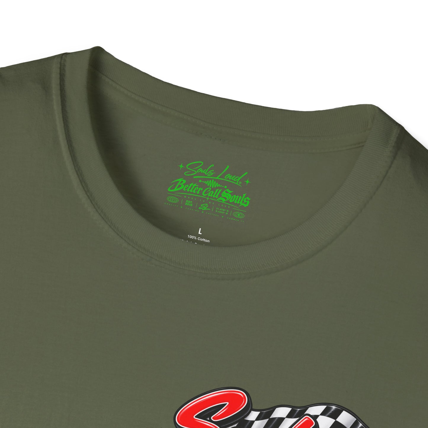 Souls Loud Racing  Retro Checkered Flag T-Shirt