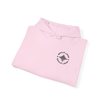 Minimalist 'Love & Light' Hoodie — Small Chest Logo, Sleeve Accent