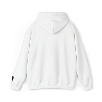 Minimalist 'Love & Light' Hoodie — Small Chest Logo, Sleeve Accent