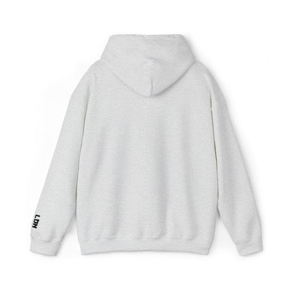 Minimalist 'Love & Light' Hoodie — Small Chest Logo, Sleeve Accent