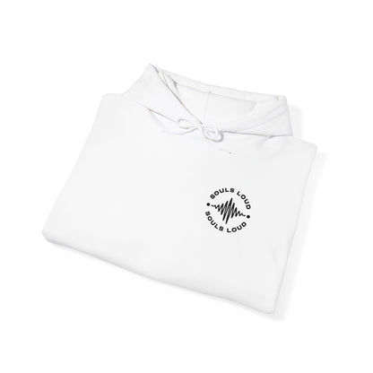 Minimalist 'Love & Light' Hoodie — Small Chest Logo, Sleeve Accent