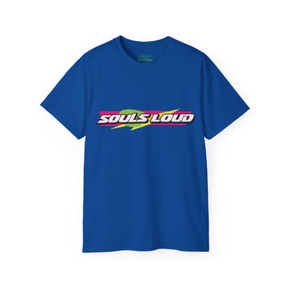 Souls Loud Graphic Tee — Retro Neon Racing Logo T-Shirt