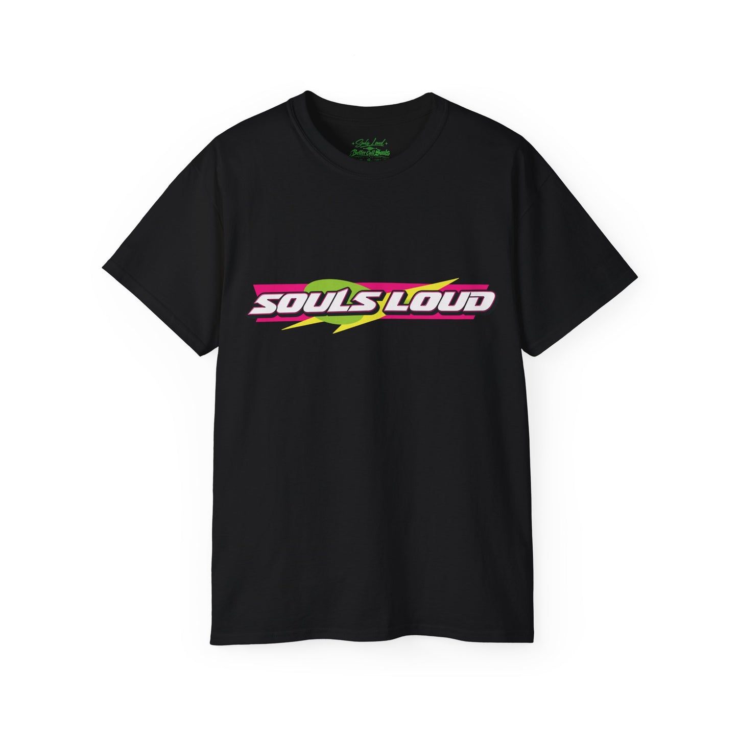 Souls Loud Graphic Tee — Retro Neon Racing Logo T-Shirt