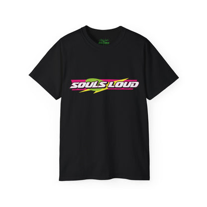 Souls Loud Graphic Tee — Retro Neon Racing Logo T-Shirt