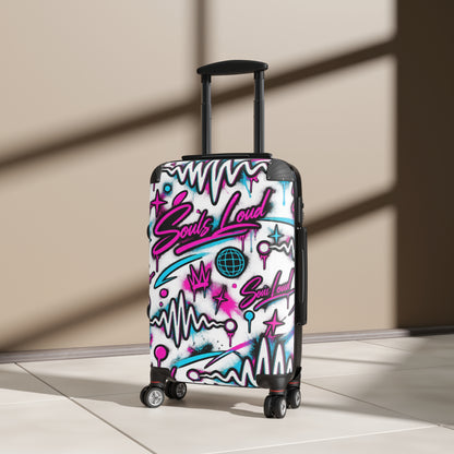 Suitcase — Retro Graffiti Carry-On Luggage with “Souls Loud” Neon Design