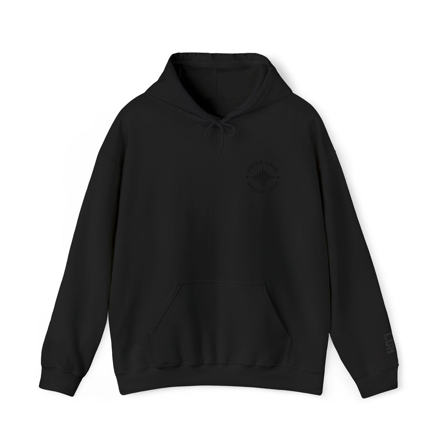 Minimalist 'Love & Light' Hoodie — Small Chest Logo, Sleeve Accent