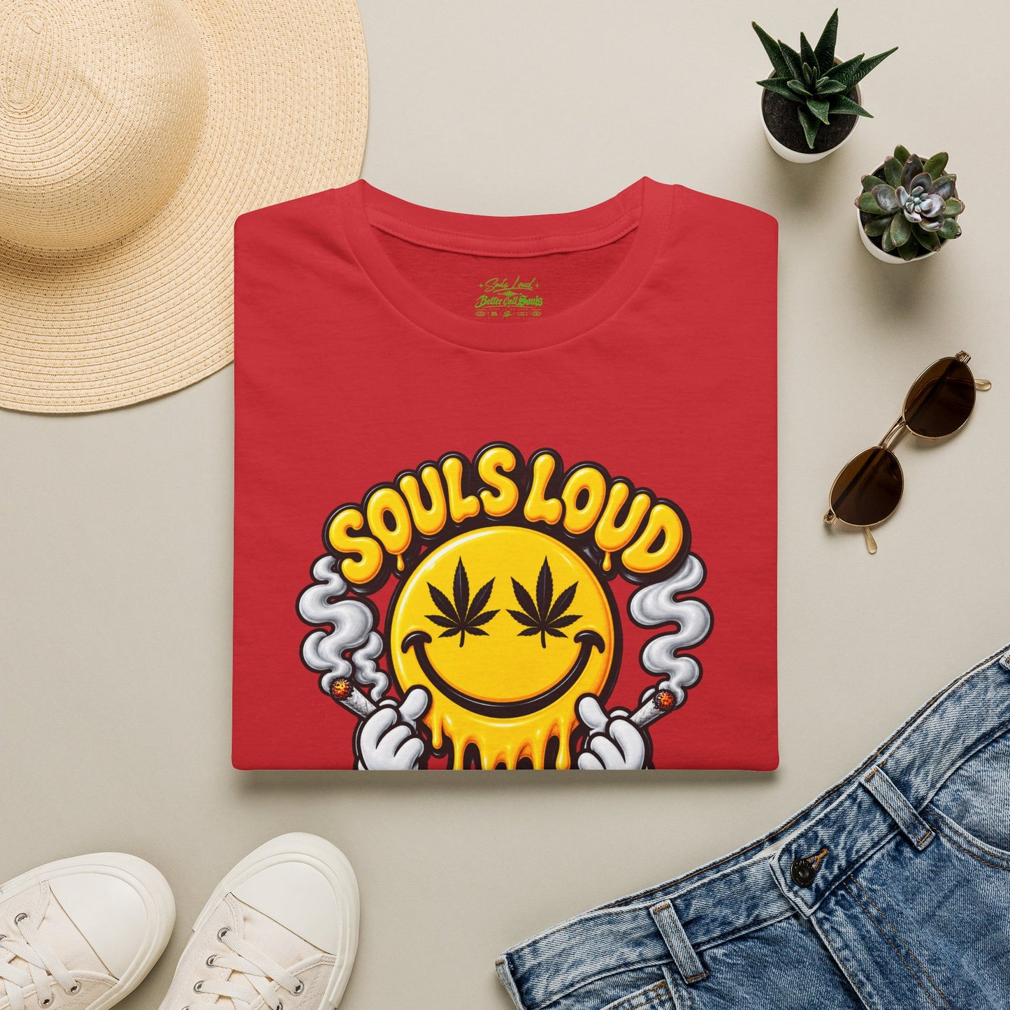 'Souls Loud' Smiley with Cannabis Leaf T-Shirt