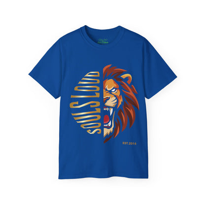 Lion Split Face T‑Shirt — "Souls Loud" Graphic Tee