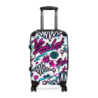 Suitcase — Retro Graffiti Carry-On Luggage with “Souls Loud” Neon Design