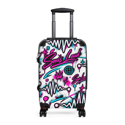 Suitcase — Retro Graffiti Carry-On Luggage with “Souls Loud” Neon Design