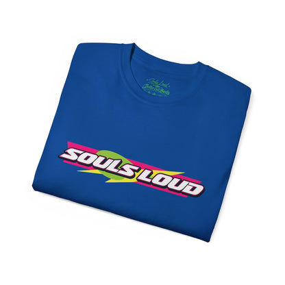 Souls Loud Graphic Tee — Retro Neon Racing Logo T-Shirt
