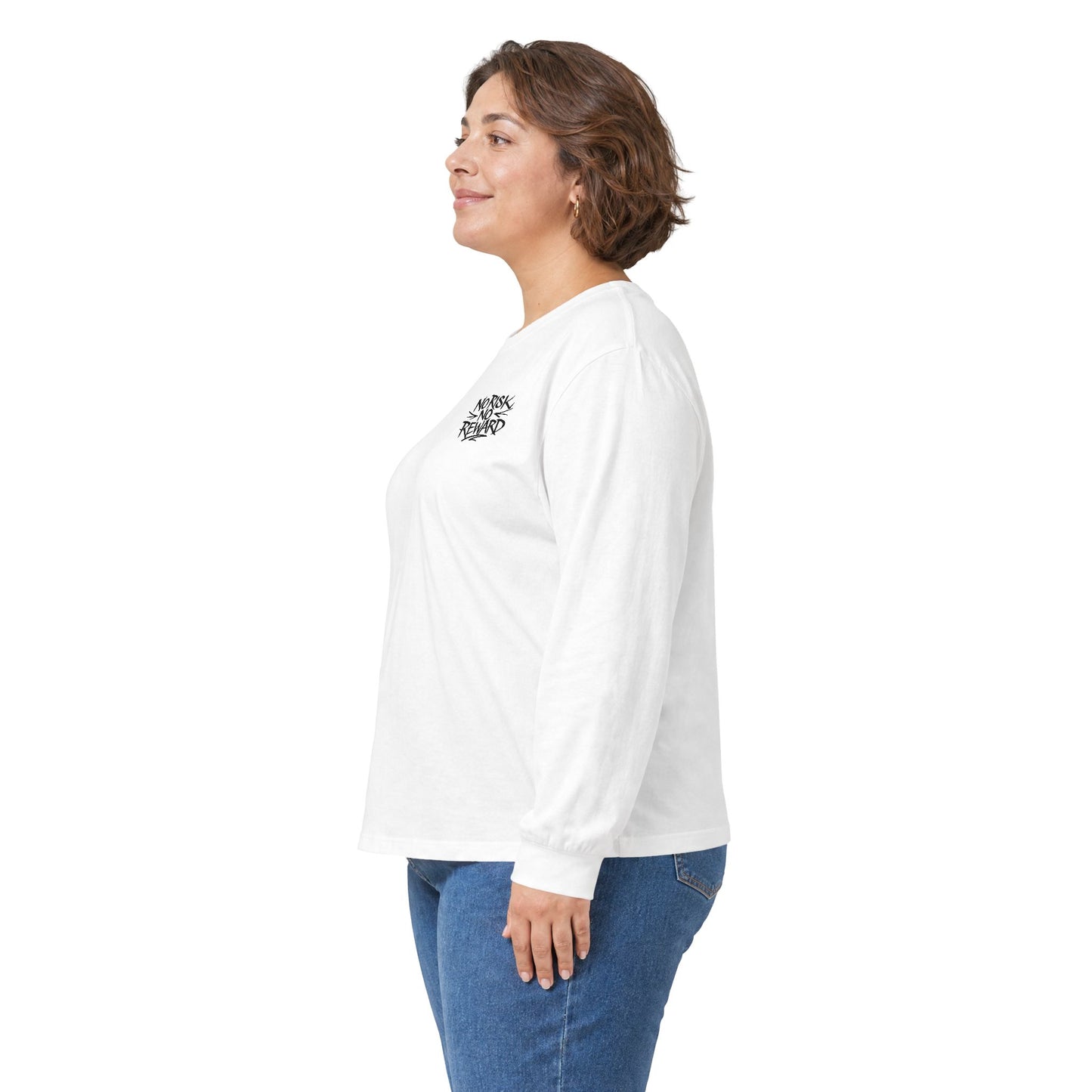 Long Sleeve Tee — 'No Risk No Reward' Stacked Money Back Print
