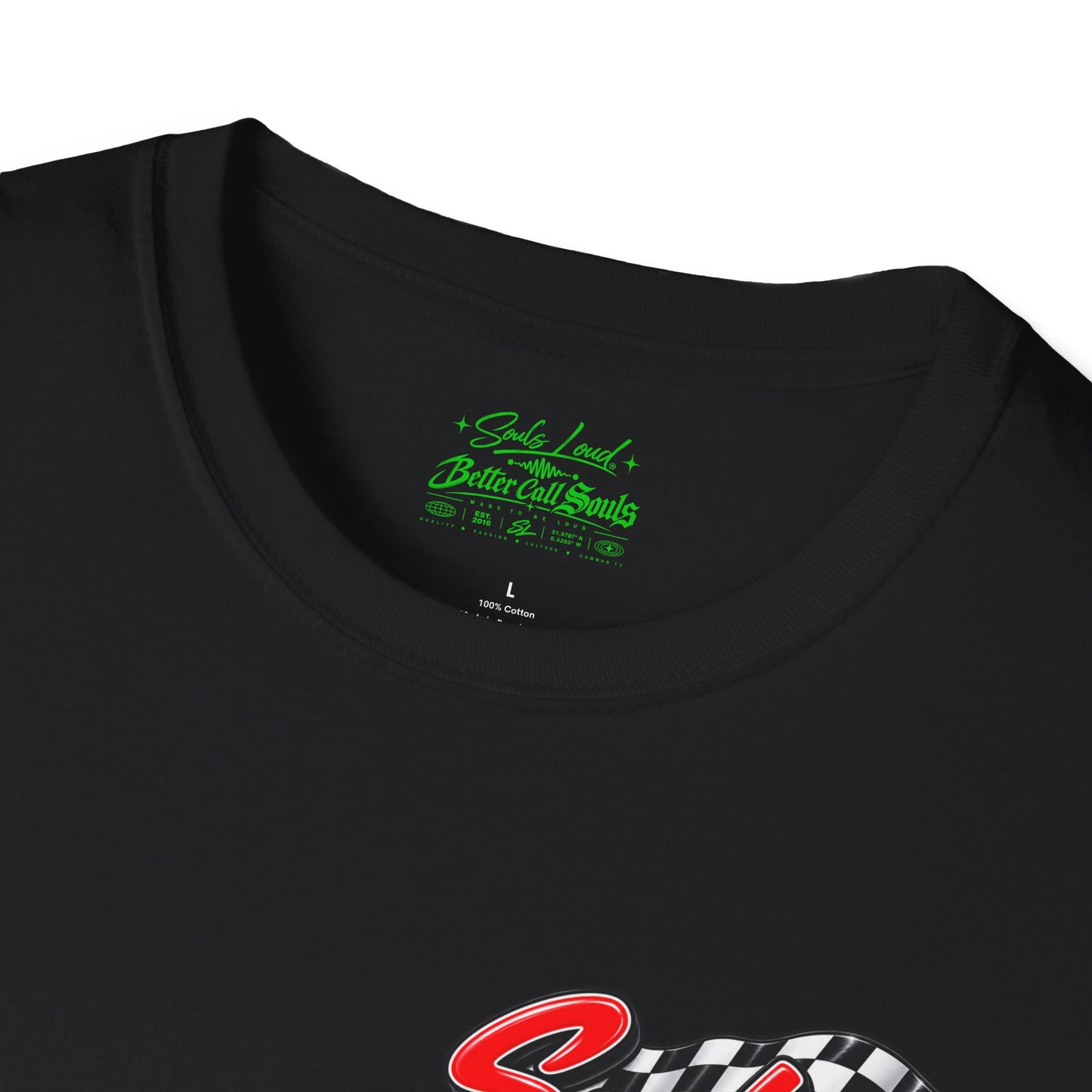 Souls Loud Racing  Retro Checkered Flag T-Shirt