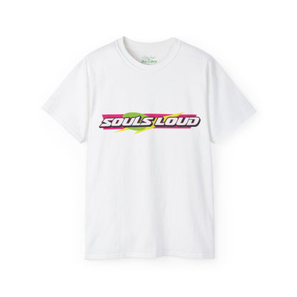 Souls Loud Graphic Tee — Retro Neon Racing Logo T-Shirt