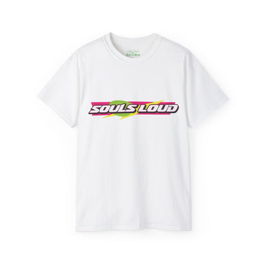 Souls Loud Graphic Tee — Retro Neon Racing Logo T-Shirt