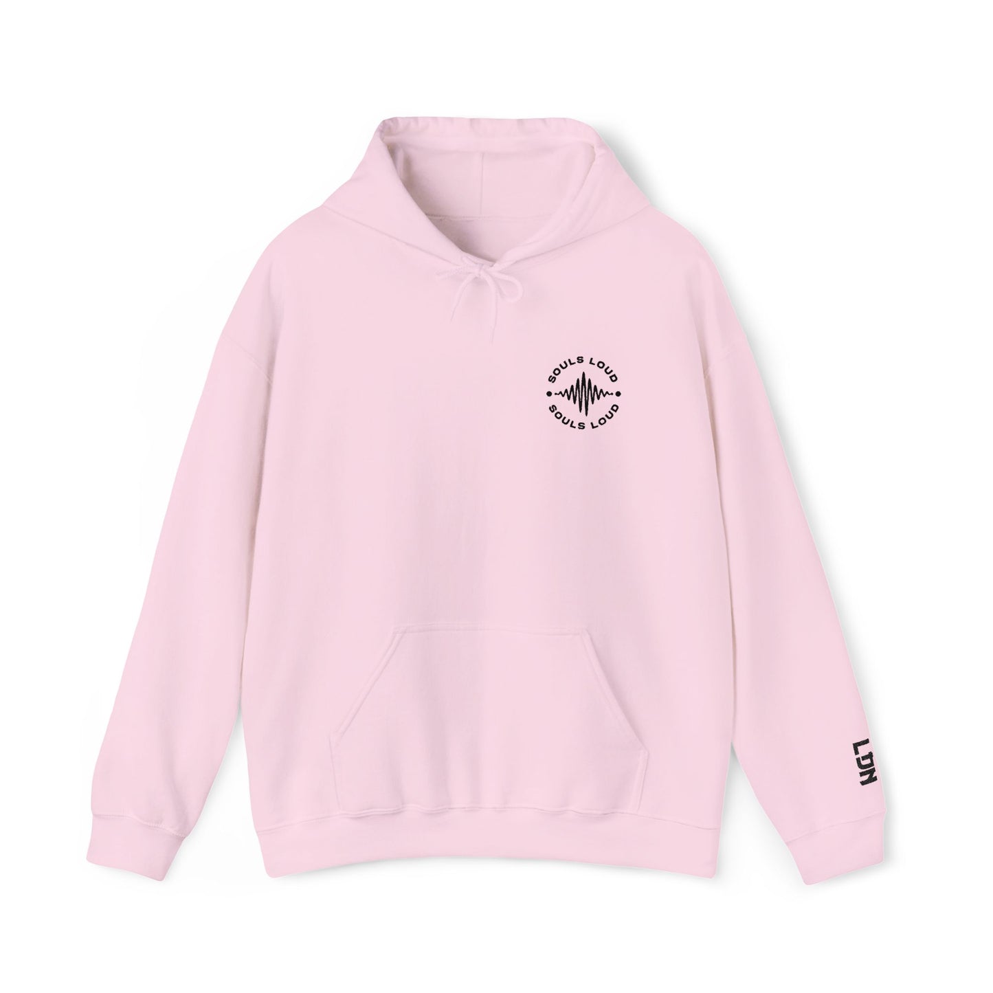 Minimalist 'Love & Light' Hoodie — Small Chest Logo, Sleeve Accent