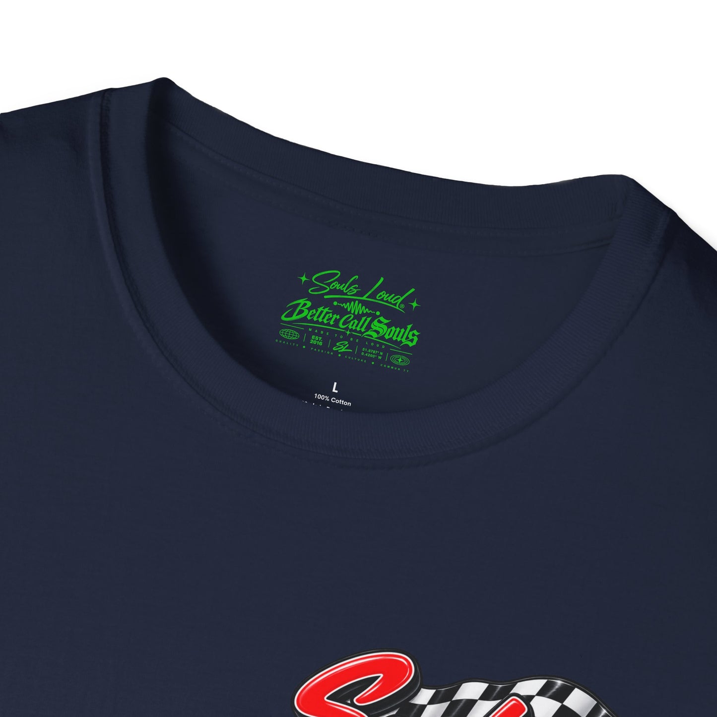 Souls Loud Racing  Retro Checkered Flag T-Shirt